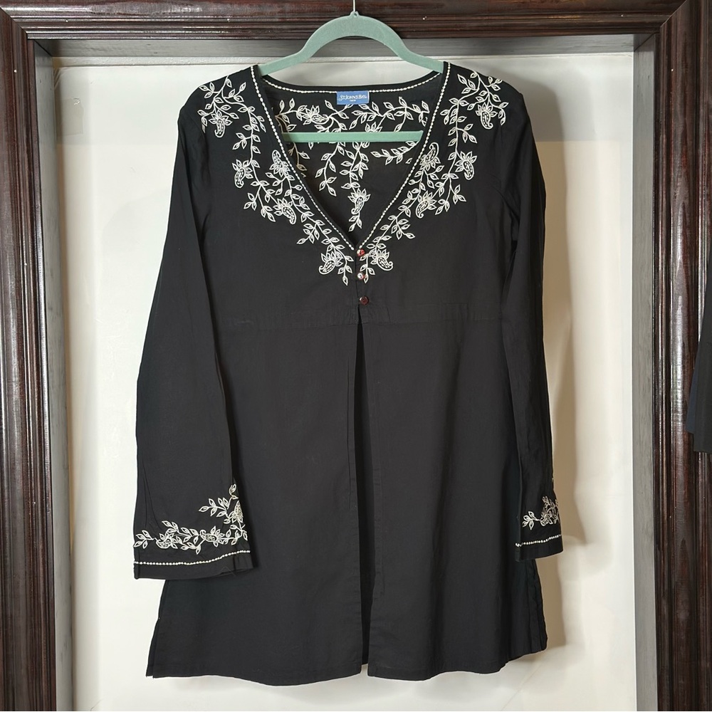 Black Embroidered Women's Coverup
